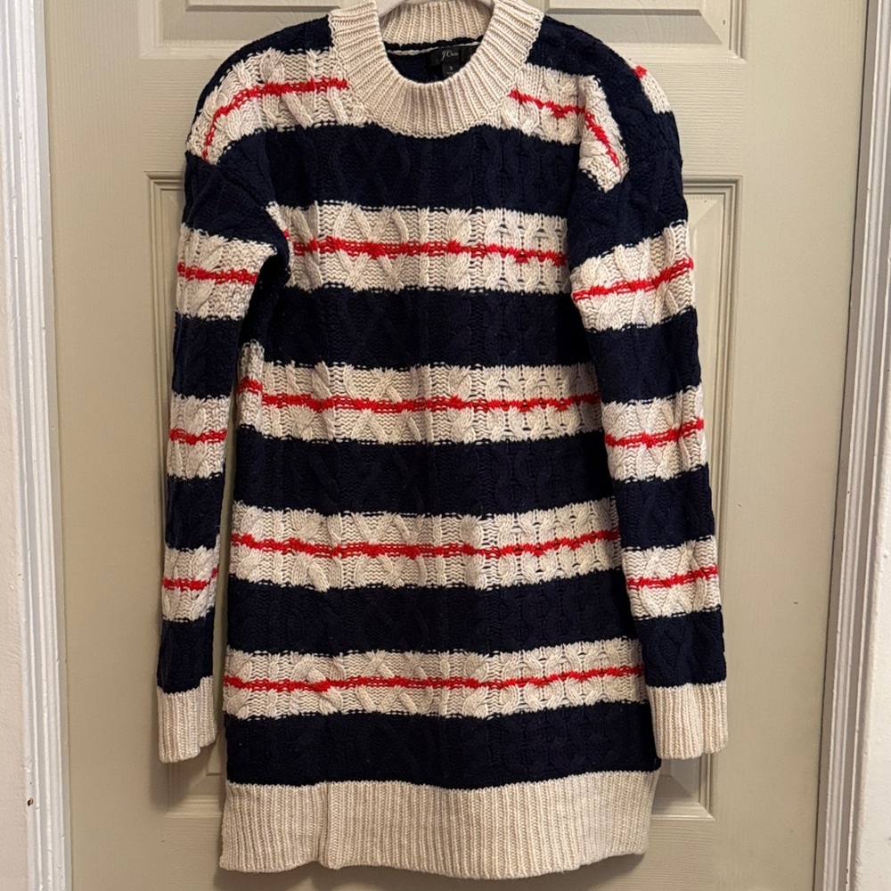 J. Crew Navy, Cream, and Red Striped Sweater - Small